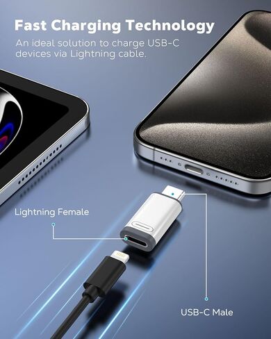 MoKo Lightning Female to USB C Male Adapter 4 Pack, USB-C to Lightning Adapter for iPhone 15 Pro Max Plus, iPad Air/Pro, iPhone to USB C Adapter Support Charging/Data Sync, NOT for Audio/OTG in Saudi Arabia