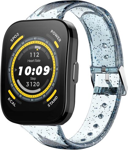 Compatible for Amazfit Bip 5 Band, Lamshaw 22mm Soft Silicone Glitter Clear Sport Strap Compatible with Amazfit Balance / Bip 5 / Cheetah Pro / Cheetah / GTR 47mm / GTR 2 / GTR 3 / GTR 3 Pro / GTR 4 / GTR 2e / Falcon / Stratos Smartwatch in Saudi Arabia