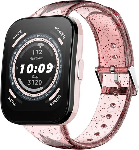 Compatible for Amazfit Bip 5 Band, Lamshaw 22mm Soft Silicone Glitter Clear Sport Strap Compatible with Amazfit Balance / Bip 5 / Cheetah Pro / Cheetah / GTR 47mm / GTR 2 / GTR 3 / GTR 3 Pro / GTR 4 / GTR 2e / Falcon / Stratos Smartwatch in Saudi Arabia