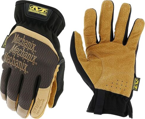 Mechanix Wear: قفاز عمل FastFit من الجلد من Durahide مع أساور مرنة لملاءمة آمنة، وقفازات مساعدة للاستخدام متعدد الأغراض، ومقاومة للتآكل، وقفازات أمان للرجال (بني، كبير) in Kuwait