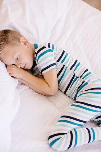 KicKee Print Short Sleeve Pajama Set, Baby to Kid, Super Soft Bamboo Viscose Fitted Pajamas in Saudi Arabia