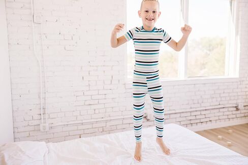 KicKee Print Short Sleeve Pajama Set, Baby to Kid, Super Soft Bamboo Viscose Fitted Pajamas in Saudi Arabia
