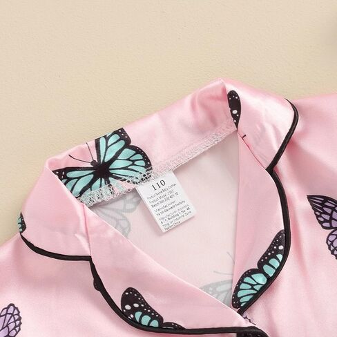 MAINESAKA Kids Baby Girl Boy Satin Pajamas Set Short sleeve Button Down Shirt And Shorts Pjs Summer Sleepwear Nightwear in Saudi Arabia