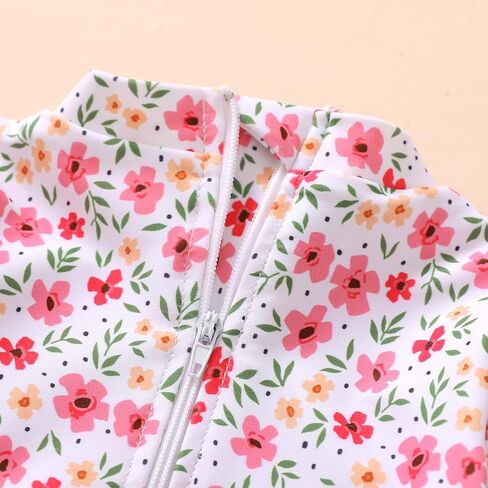 ملابس سباحة للأطفال من YOUNGER TREE بأكمام طويلة وسحّاب مكشكش وواقي من الطفح الجلدي للرضع قطعة واحدة ملابس سباحة للأطفال الصغار (زهور وردية صغيرة، 18-24 شهرًا) in Kuwait