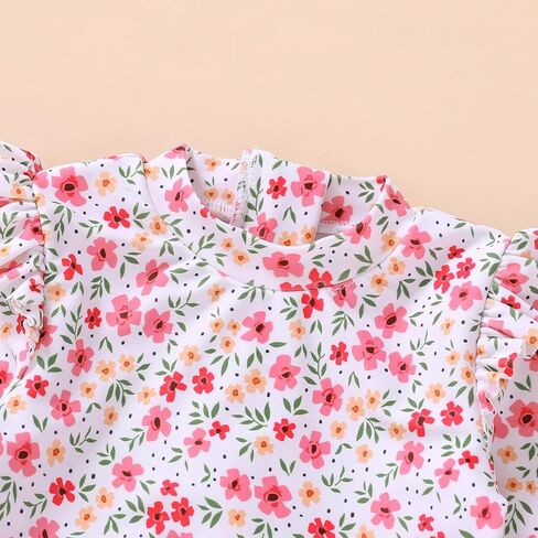 ملابس سباحة للأطفال من YOUNGER TREE بأكمام طويلة وسحّاب مكشكش وواقي من الطفح الجلدي للرضع قطعة واحدة ملابس سباحة للأطفال الصغار (زهور وردية صغيرة، 18-24 شهرًا) in Kuwait