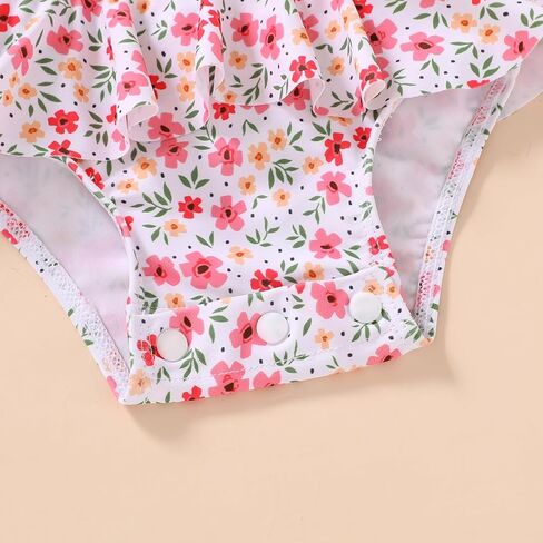 ملابس سباحة للأطفال من YOUNGER TREE بأكمام طويلة وسحّاب مكشكش وواقي من الطفح الجلدي للرضع قطعة واحدة ملابس سباحة للأطفال الصغار (زهور وردية صغيرة، 18-24 شهرًا) in Kuwait