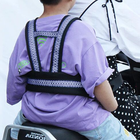 Child Motorcycle Safety Harness for Kids Reflective Anti-Fall Bike Motorcycle Back Seat Safety Belt Adjustable Harness Leash with Added Padding on Shoulders Waist for Cycling Riding Age 2-12Yrs in Saudi Arabia