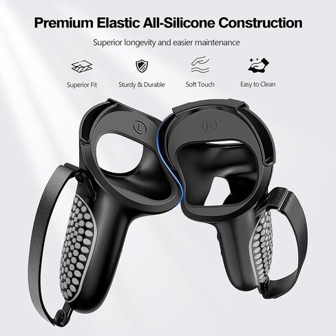 AMZDM Upgraded Controller Grip for Meta Quest 2 Grips Cover for VR Oculus Touch Controllers Covers Protector with Joystick Covers 1Pair Black & Gray in Saudi Arabia