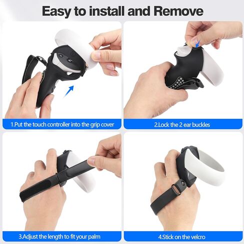 AMZDM Upgraded Controller Grip for Meta Quest 2 Grips Cover for VR Oculus Touch Controllers Covers Protector with Joystick Covers 1Pair Black & Gray in Saudi Arabia