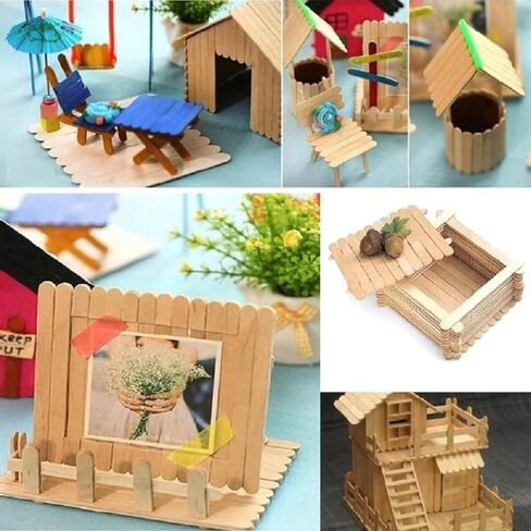 Jumbo 6 Inch Wooden Multi-Purpose Popsicle Sticks,Craft, Ice Cream, Wax, Waxing, Tongue Depressor Wood Sticks [100 Count] in Saudi Arabia