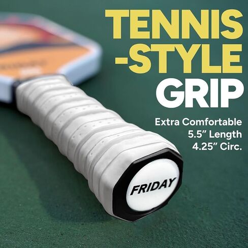 Friday Pickleball Paddle, USA Pickleball Approved, Durable Carbon Fiber, Thermoformed Unibody Design, Honeycomb Core, Gritty Surface for Spin in Saudi Arabia