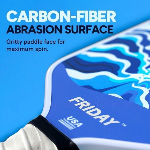 Friday Pickleball Paddle, USA Pickleball Approved, Durable Carbon Fiber, Thermoformed Unibody Design, Honeycomb Core, Gritty Surface for Spin in Saudi Arabia