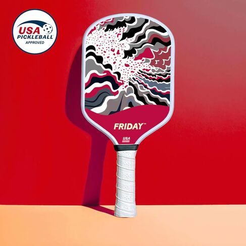 Friday Pickleball Paddle, USA Pickleball Approved, Durable Carbon Fiber, Thermoformed Unibody Design, Honeycomb Core, Gritty Surface for Spin in Saudi Arabia