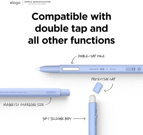 elago x MONAMI Compatible with Apple Pencil Pro Case & Apple Pencil 2nd Generation Case, Compatible with Magnetic Charging, Double Tap, Squeeze, Haptic (Must Read Installation Instructions) (Black) in Saudi Arabia