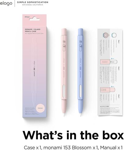 elago x MONAMI Compatible with Apple Pencil Pro Case & Apple Pencil 2nd Generation Case, Compatible with Magnetic Charging, Double Tap, Squeeze, Haptic (Must Read Installation Instructions) (Black) in Saudi Arabia