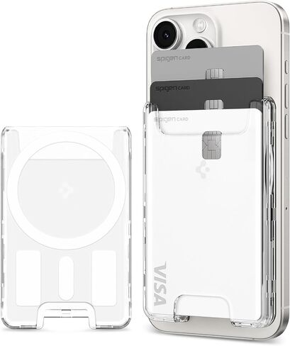 Spigen for MagSafe Wallet, Holds 3 Cards, Ultra Hybrid MagFit | For iPhone 17/16/15/14/13/12, Pixel 11/10 Series, Magnetic Cases, Pixelsnap, Plaud Note & More, Transparent - Crystal Clear in Saudi Arabia