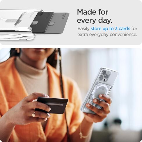 Spigen for MagSafe Wallet, Holds 3 Cards, Ultra Hybrid MagFit | For iPhone 17/16/15/14/13/12, Pixel 11/10 Series, Magnetic Cases, Pixelsnap, Plaud Note & More, Transparent - Crystal Clear in Saudi Arabia