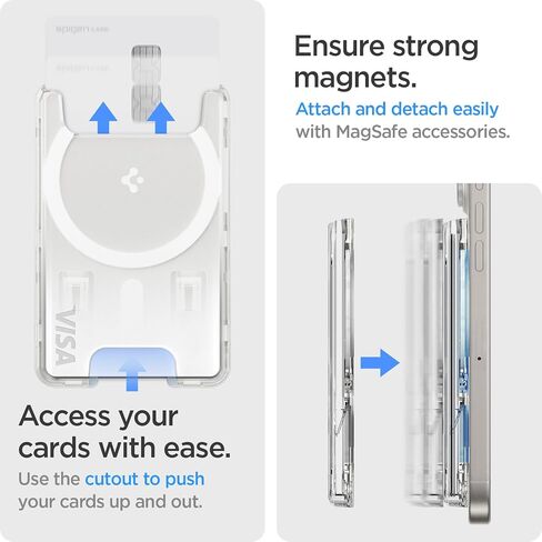 Spigen for MagSafe Wallet, Holds 3 Cards, Ultra Hybrid MagFit | For iPhone 17/16/15/14/13/12, Pixel 11/10 Series, Magnetic Cases, Pixelsnap, Plaud Note & More, Transparent - Crystal Clear in Saudi Arabia