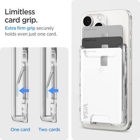Spigen for MagSafe Wallet, Holds 3 Cards, Ultra Hybrid MagFit | For iPhone 17/16/15/14/13/12, Pixel 11/10 Series, Magnetic Cases, Pixelsnap, Plaud Note & More, Transparent - Crystal Clear in Saudi Arabia