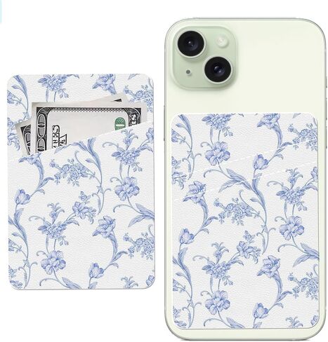 Phone Card Holder, Cute Leather Phone Wallet Stick On, Dual Pocket Credit Card Sticky Wallet, Compatible with Most of Cell Phone, Cute Checkerboard in Kuwait