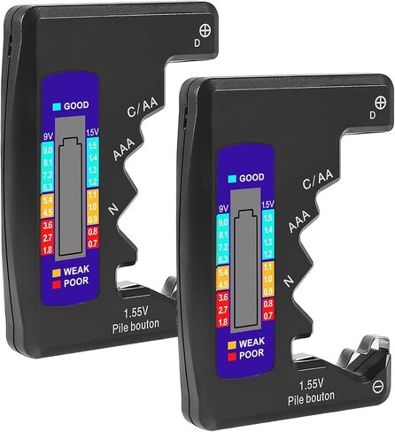 2PACK BT-886 جهاز اختبار البطارية فاحص البطارية للبطارية C D 9V AA AAA 1.5V - أسود in Kuwait