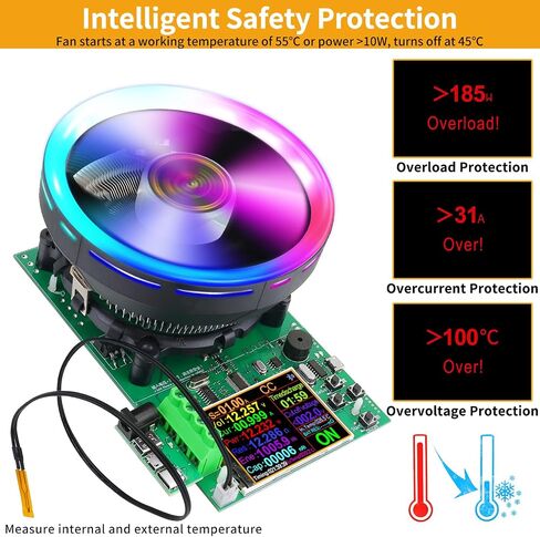 MakerHawk Battery Load Tester - 180W 200V 30A USB Load Tester 4-Wire System Adjustable Constant Current Voltage Discharge Lithium Battery Capacity Tester Electronic Load Tester in Saudi Arabia