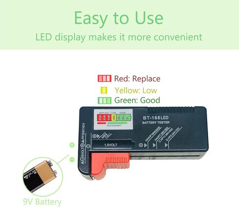 جهاز فحص البطارية من ZUFECY، جهاز فحص البطاريات العالمي لبطاريات AAA AA C D 9V 1.5V لنموذج البطاريات المنزلية in Kuwait