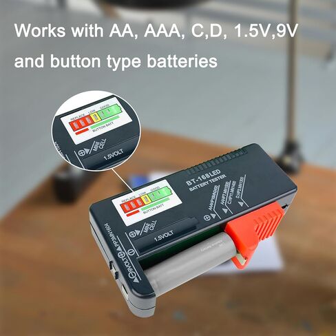 جهاز فحص البطارية من ZUFECY، جهاز فحص البطاريات العالمي لبطاريات AAA AA C D 9V 1.5V لنموذج البطاريات المنزلية in Kuwait