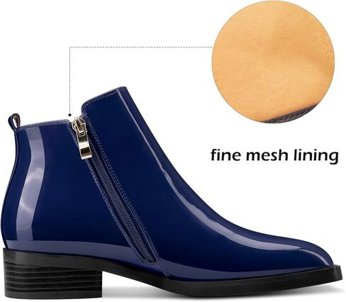 Saekcted إمرأة كتلة مكتنزة كعب منخفض ساحة تو حذاء من الجلد قصير بوتي الانزلاق على سستة مكتب الأساسية الكلاسيكية براءات الاختراع والجلود الأحذية المسطحة in Kuwait