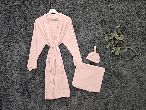 Mom And Baby Matching Outfits Hospital |Snug and Comfortable | Long Sleeve | Baby Hat | Robe Matching Swaddle in Saudi Arabia