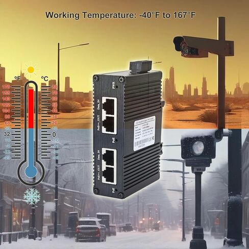 Industrial 2ch PoE Injector Gigabit 90W PoE++ Injector IEEE 802.3bt POE Plus Adapter Hardened 2 Ports 48V POE Midspan Power Over Ethernet with 12-56V DC 24~48V AC Input DIN Rail Mount in Kuwait