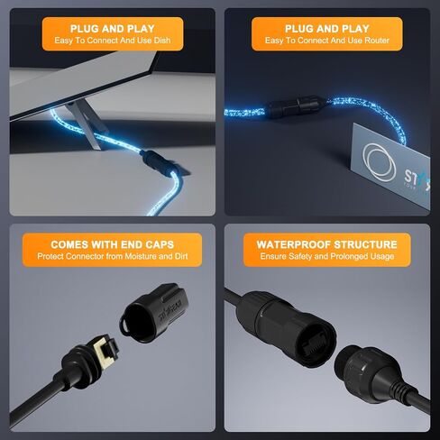 محول Starlink Ethernet، كابل Starlink Gen 3/Mini Cable SPX إلى RJ45 موصل محول لـ Starlink Mini/Starlink Standard V3 (Rev.4) ملحقات الأطباق وجهاز التوجيه المقاومة للماء - عبوة واحدة in Saudi Arabia