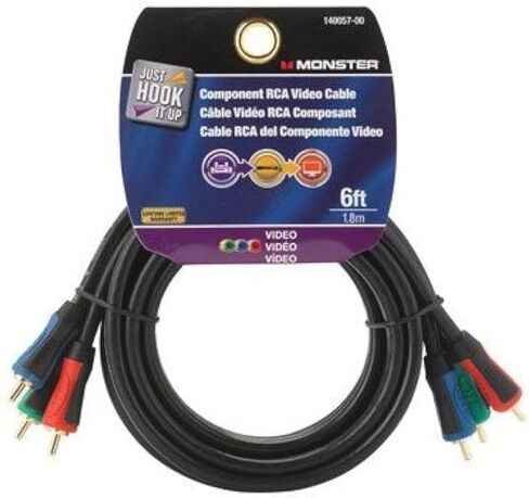 Monster Cable Component Video Cable Oxygen Free, Rca 75 Ohm 6 ' Carded in Kuwait