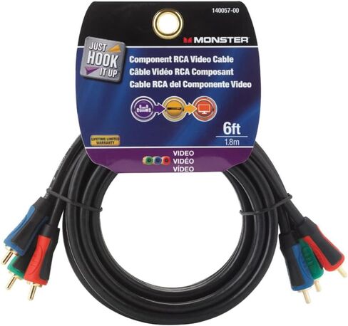 Monster Cable Component Video Cable Oxygen Free, Rca 75 Ohm 6 ' Carded in Kuwait