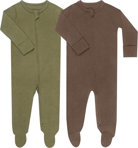 GUISBY Footed Long Sleeve Baby Pajamas with Zipper Cotton Infant Sleepers in Kuwait