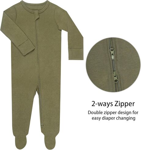 GUISBY Footed Long Sleeve Baby Pajamas with Zipper Cotton Infant Sleepers in Kuwait