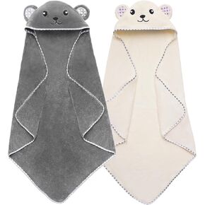 Hooded Baby Towels, 2 Pack Ultra Soft Baby Bath Towels，Absorbent Baby Towels with Hood for Boys,Girls Babies,Toddler,Infant,Kids-Large 31 X 31 inch Newborn Essential (Panda)