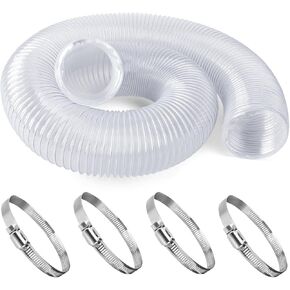 4" x 10' Heavy PVC Dust Collection Hose, Puncture Resistant PVC Dust Collection Hose with Carbon Steel Wire Coil, Flexible Clear PVC Fume Collection Hose for Dust Collectors