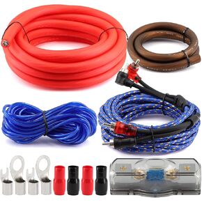 0 Gauge Car Amp Wiring Kit, 1/0 Gauge Car Audio Amplifier Installation Wiring Systems Kit, 0 Gauge Wire for Your Radio,Subwoofers and Speakers