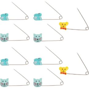 PATKAW Animal Pin Clasp 10pcs Diaper Pins, Safety Diapers Pins Safety Pin Stainless Steel Pin with Locking Closure, Random Color Brooch Pin