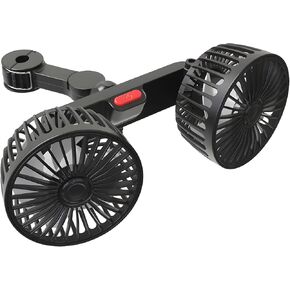 Car Backseat Fan, Dual Car Clip Fans 360 Degree Rotatable Vehicle Fans 3 Speeds 5V/2A USB Cooling Car Rear Seat Fan Powerful Electric Air Circulation Fan for Sedan Vehicles SUV RV Truck Van