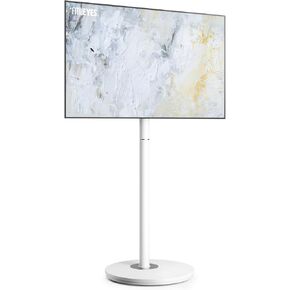 FITUEYES Design Mobile Rolling TV Cart for 32-65 Inches TV, Modern Corner TV Floor Stand on Wheels Fits Max VESA 400x400mm, V2 Portable Smart TV Cart, White, Master Series