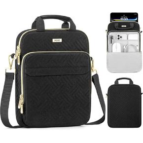 MoKo 9-11 Inch Puffer Tablet Sleeve Bag for 11 Inch New iPad Pro M4 & iPad Air M2 2024, iPad 10th Gen 10.9, iPad Air 5/4th 10.9, 360° Edge Protection Puffy Bag with Handle & Shoulder Strap, Black