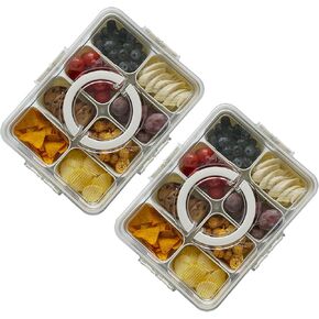 AEKTBY Snackle Box Charcuterie Container | Divided Serving Tray with Lid and Handle | Portable Snack Tray | Clear Snack Organizer Box for Party, Picnic, Travel