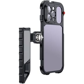 Andoer Smartphone Video Rig Vlog Kit Including Smartphone Cage with Cold Shoe Mounts & 1/4in Threaded Holes + Handle Grip for Vlog Video Recording Live Streaming Compatible with iPhone 14 Pro