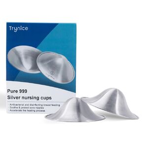 Silver Nursing Cups, 999 Nipple Shields for Nursing Newborn, Silver Nipple Covers Breastfeeding, Silver Nipple Cover Guards, Soothe and Protect Sore Nipples Must Haves, Regular