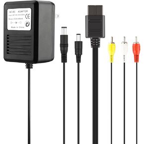 AC Power Supply and Audio Video RCA AV Cable Adapter Cord for Super Nintendo SNES NES Genesis 1 Systems Game Console Bundle Set Model SNS-001