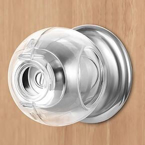 Clear Door Knob Safety Cover for Kids, 4 Pack Child Proof Door Knob Covers Fit More Color Knob Baby Proof Door Knob Covers Toddler Door Knob Cover Child Safety Door Knob Cover Blend in with Home Style