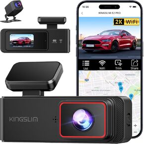 Dash Cam Front and Rear 2K+1080P, Mini WiFi Dash Camera for Cars Dual Dashcam Parking Monitor, Loop Recording, Car Camera Support Max 256GB (E2PRO)