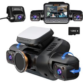 Dash Cam 360° 4 Channel Dash Camera, 4K Full HD Dashcam Front Rear Inside, Built-in Wi-Fi GPS Dash Cams, Voice Control, CPL Filter, WDR Night Vision, Included 128GB Card, 24H Parking Mode in Kuwait